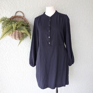 Boden Womens 10P Shirt Dress Navy Solid Cotton Jersey Long Sleeve D0327‎